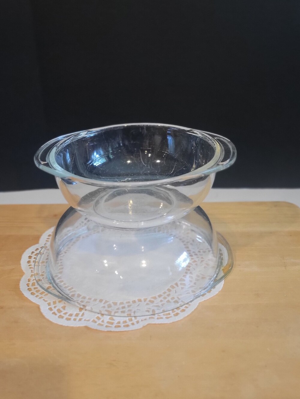 Vintage Set of 2 PYREX Nesting Clear 1 Qt & 1.5 Qt Mixing Bowls #322 #323